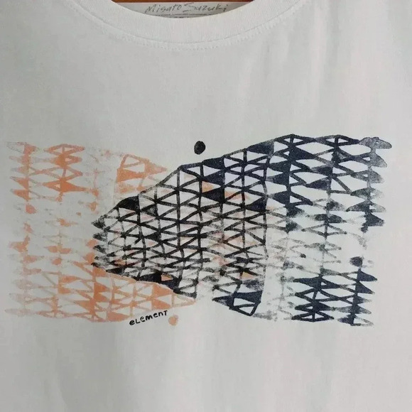 Element White Pink Blue Geometric Crop Top Women's Size L Summer Beach Surf - Picture 2 of 4